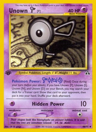 Unown [F] 048  - 1st Edition Neo Discovery - Uncommon