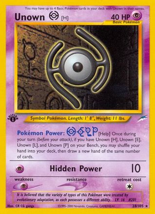 Unown [H]  - 1st Edition Neo Destiny - Rare