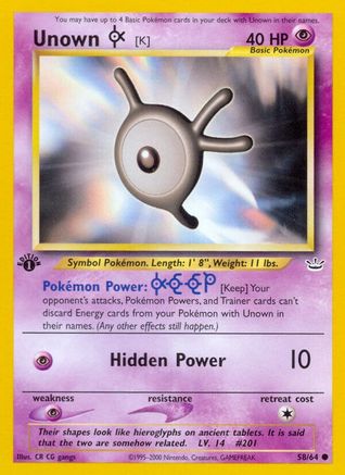 Unown [K] 058  - 1st Edition Neo Revelation - Common