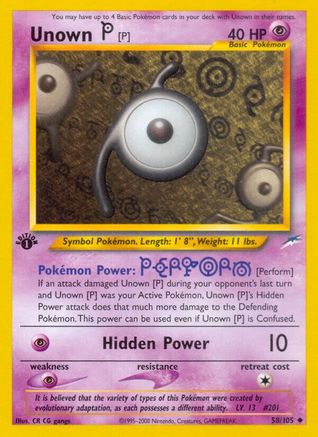 Unown [P] 058  - 1st Edition Neo Destiny - Uncommon