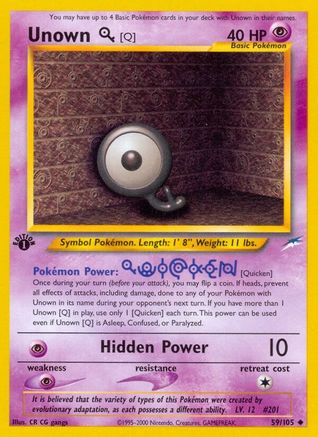 Unown [Q]/105  - 1st Edition Neo Destiny - Uncommon