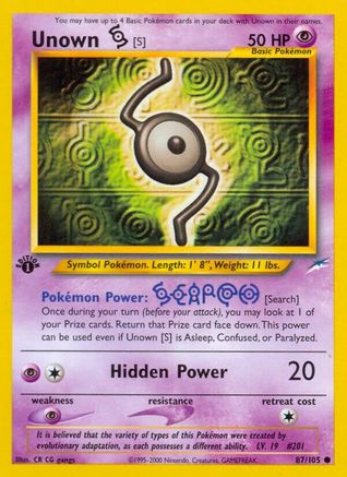 Unown [S] 087  - 1st Edition Neo Destiny - Common