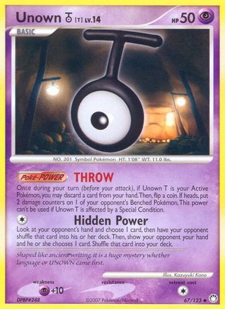 Unown [T] 067/123  - Reverse Holofoil Mysterious Treasures - Uncommon