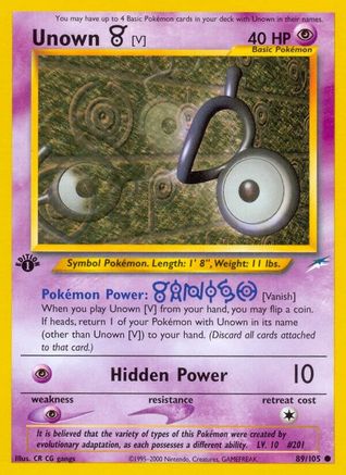 Unown [V] 089  - Unlimited Neo Destiny - Common