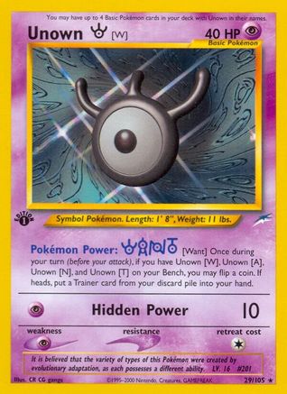 Unown [W]  - 1st Edition Neo Destiny - Rare