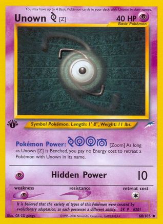 Unown [Z]/105  - 1st Edition Neo Destiny - Uncommon
