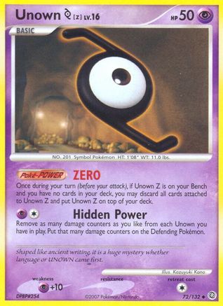 Unown [Z]/132  - Reverse Holofoil Secret Wonders - Uncommon