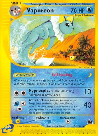 Vaporeon  - Reverse Holofoil Skyridge - Rare