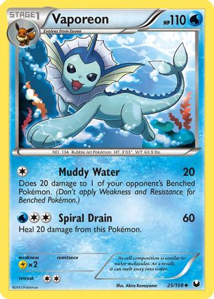 Vaporeon 025/108  - Reverse Holofoil Dark Explorers - Uncommon