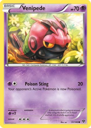 Venipede  - Reverse Holofoil XY Base Set - Common