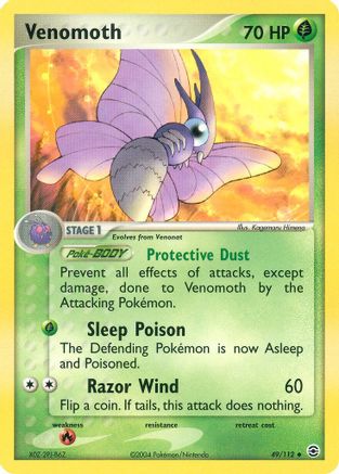 Venomoth  - Reverse Holofoil FireRed & LeafGreen - Uncommon