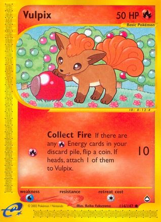 Vulpix 116  - Reverse Holofoil Aquapolis - Common