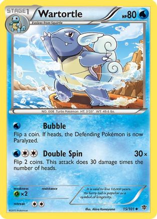 Wartortle 015  - Reverse Holofoil Plasma Blast - Uncommon