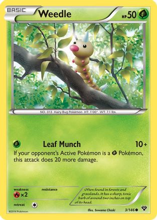 Weedle 003  - Reverse Holofoil XY Base Set - Common