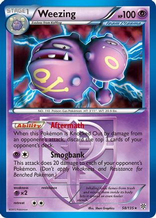 Weezing (Team Plasma) 058  - Holofoil Plasma Storm - Holo Rare