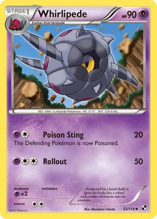 Whirlipede  - Reverse Holofoil Black and White - Uncommon