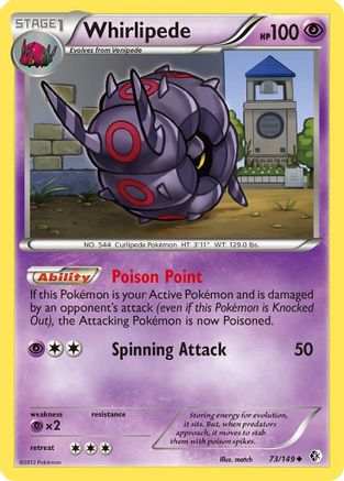 Whirlipede  - Reverse Holofoil Boundaries Crossed - Uncommon