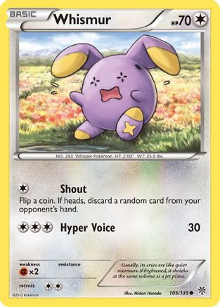 Whismur  - Reverse Holofoil Plasma Storm - Common