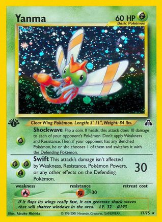Yanma (17)/75  - 1st Edition Holofoil Neo Discovery - Holo Rare