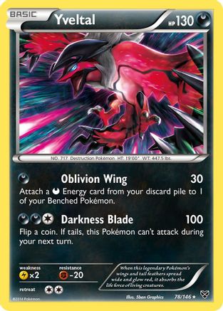 Yveltal 078/146  - Reverse Holofoil XY Base Set - Rare