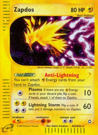 Zapdos (H32)  - Holofoil Aquapolis - Holo Rare