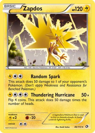 Zapdos 046  - Reverse Holofoil Legendary Treasures - Holo Rare