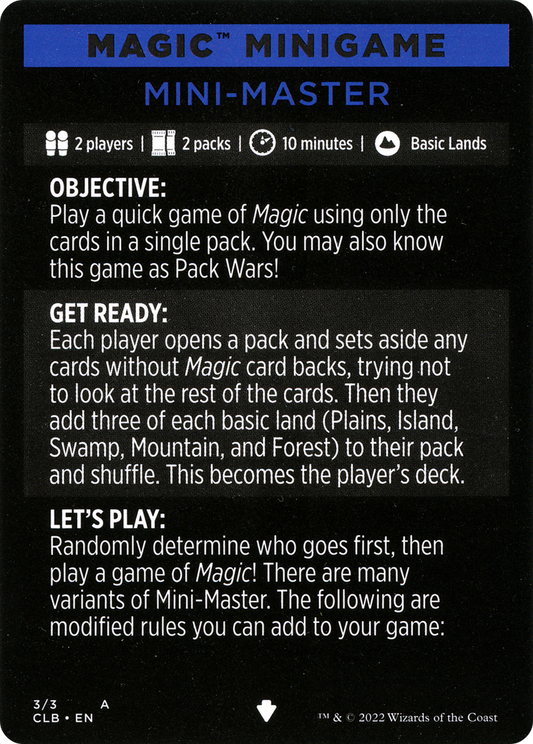 Mini-Master // Mini-Master (cont'd) (MCLB-003) - Commander Legends: Battle for Baldur's Gate Minigames Foil