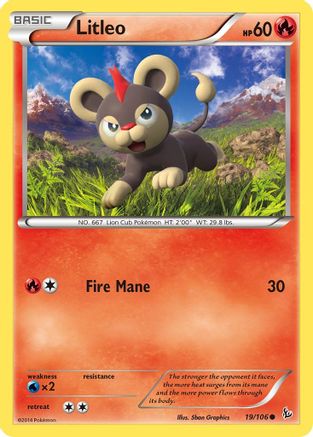 Litleo (19) 019  - Reverse Holofoil XY  Flashfire - Common