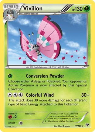 Vivillon (Meadow [Pink])  - Holofoil XY Base Set - Holo Rare