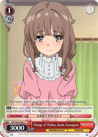 Change of Clothes, Kaede Azusagawa (SBY/W64-E067 C) [Rascal Does Not Dream of Bunny Girl Senpai]