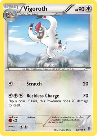 Vigoroth 082  - Reverse Holofoil XY  Furious Fists - Uncommon