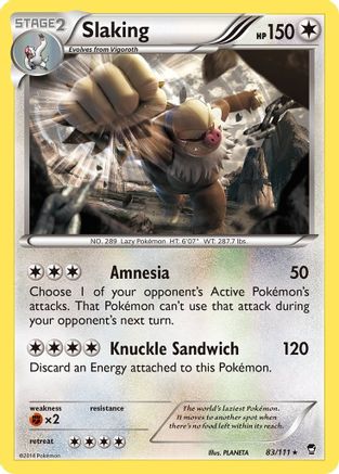 Slaking 083  - Reverse Holofoil XY  Furious Fists - Holo Rare