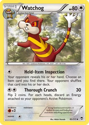 Watchog 085  - Reverse Holofoil XY  Furious Fists - Uncommon