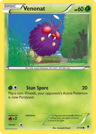 Venonat  - Reverse Holofoil XY  Phantom Forces - Common