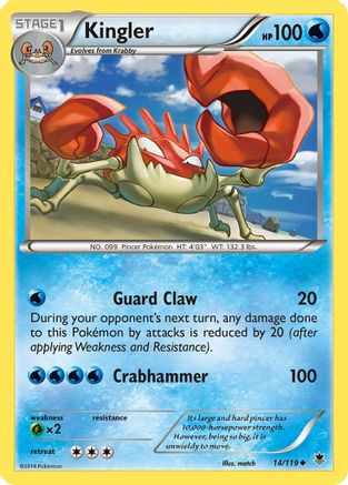 Kingler  - Reverse Holofoil XY  Phantom Forces - Uncommon