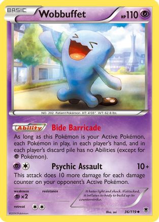 Wobbuffet 036  - Reverse Holofoil XY  Phantom Forces - Uncommon