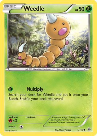 Weedle  - Reverse Holofoil XY  Primal Clash - Common