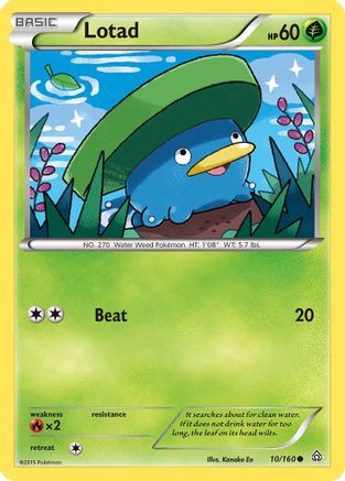 Lotad 010  - Reverse Holofoil XY  Primal Clash - Common