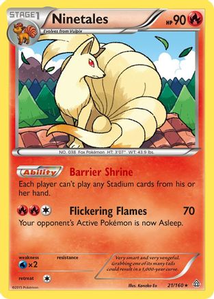 Ninetales 021  - Reverse Holofoil XY  Primal Clash - Rare