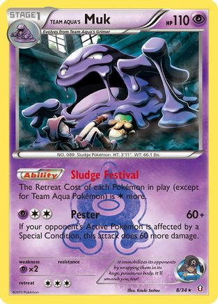 Team Aqua's Muk 008  - Reverse Holofoil Double Crisis - Holo Rare