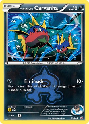 Team Aqua's Carvanha 020  - Reverse Holofoil Double Crisis - Common