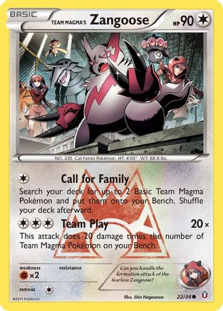 Team Magma's Zangoose 022  - Reverse Holofoil Double Crisis - Common