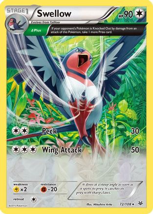 Swellow (72 Delta) 072  - Reverse Holofoil XY  Roaring Skies - Holo Rare