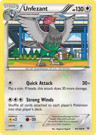 Unfezant (80)  - Reverse Holofoil XY  Roaring Skies - Uncommon