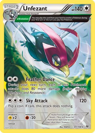 Unfezant (81 Delta) 081  - Reverse Holofoil XY  Roaring Skies - Rare