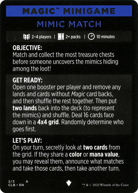Mimic Match // Mimic Match (cont'd) (MCLB-002) - Commander Legends: Battle for Baldur's Gate Minigames Foil