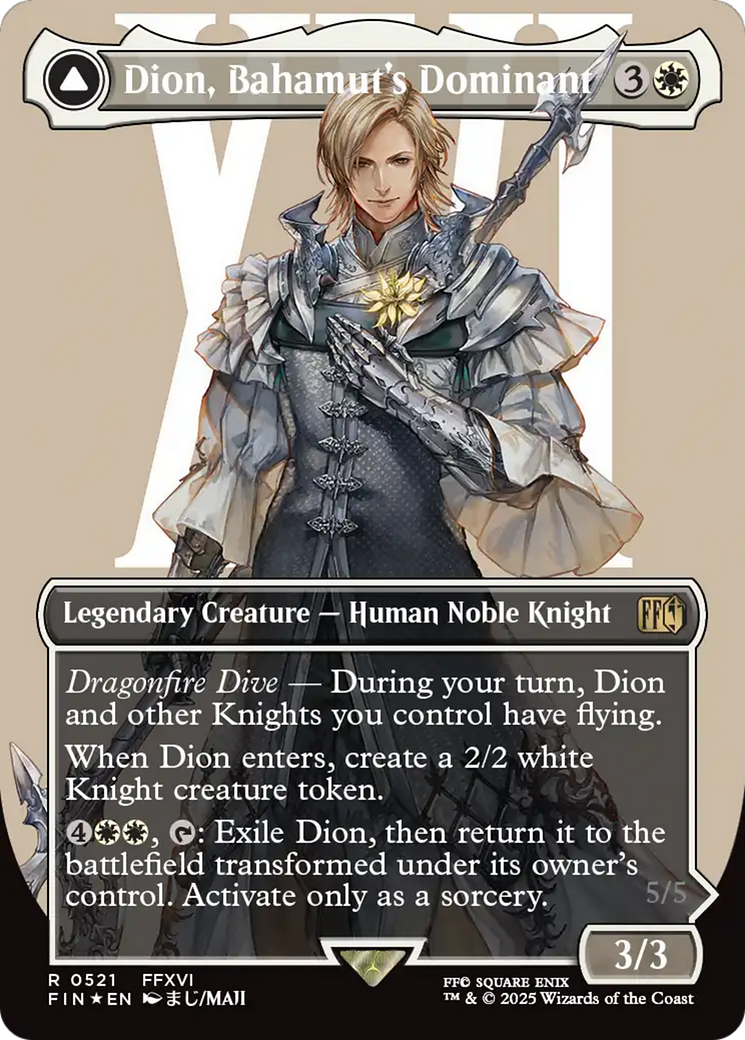 Dion, Bahamut's Dominant // Bahamut, Warden of Light (Borderless) (Surge Foil) [FINAL FANTASY]