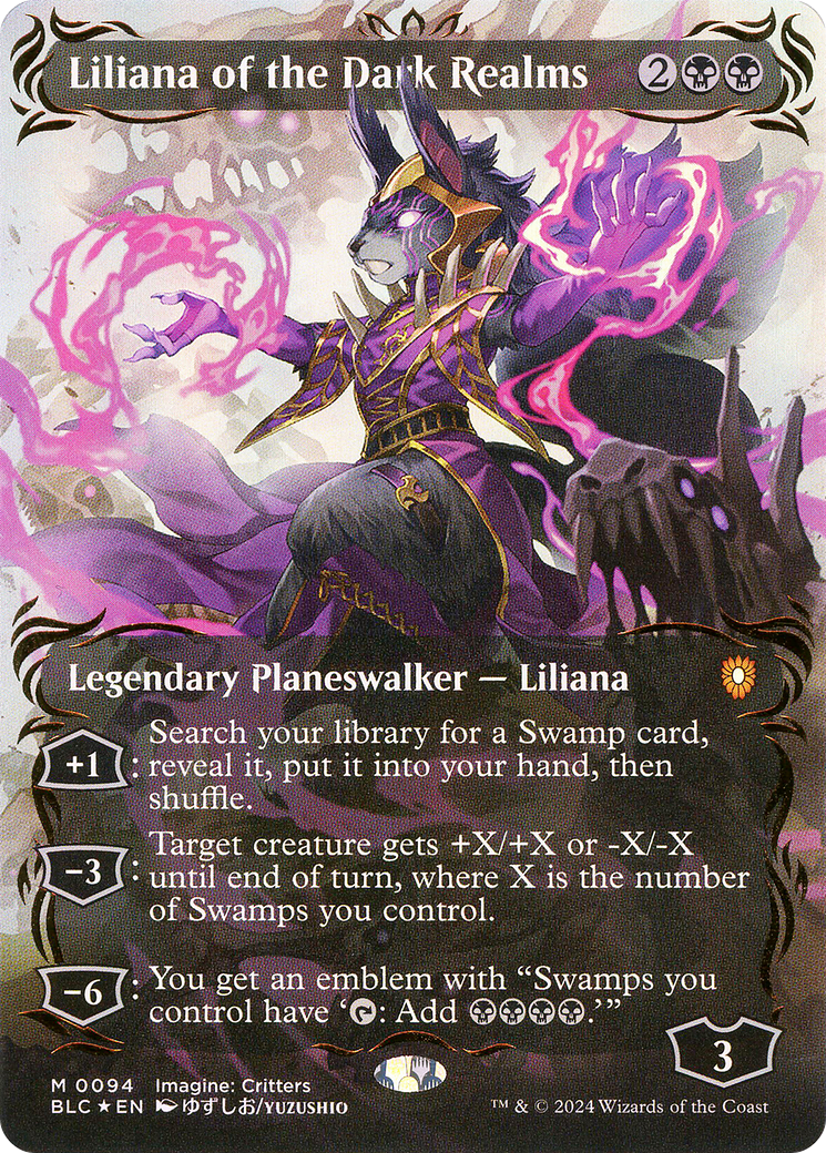 Liliana of the Dark Realms (Borderless) (Raised Foil) [Bloomburrow Commander]