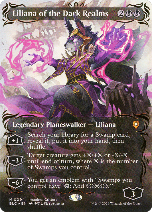Liliana of the Dark Realms (Borderless) (Raised Foil) [Bloomburrow Commander]