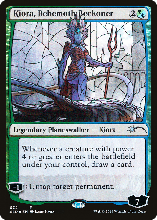 Kiora, Behemoth Beckoner (Stained Glass) [Secret Lair Drop Promos]